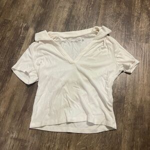 Abercrombie & Fitch White V-neck Baby Polo Tee